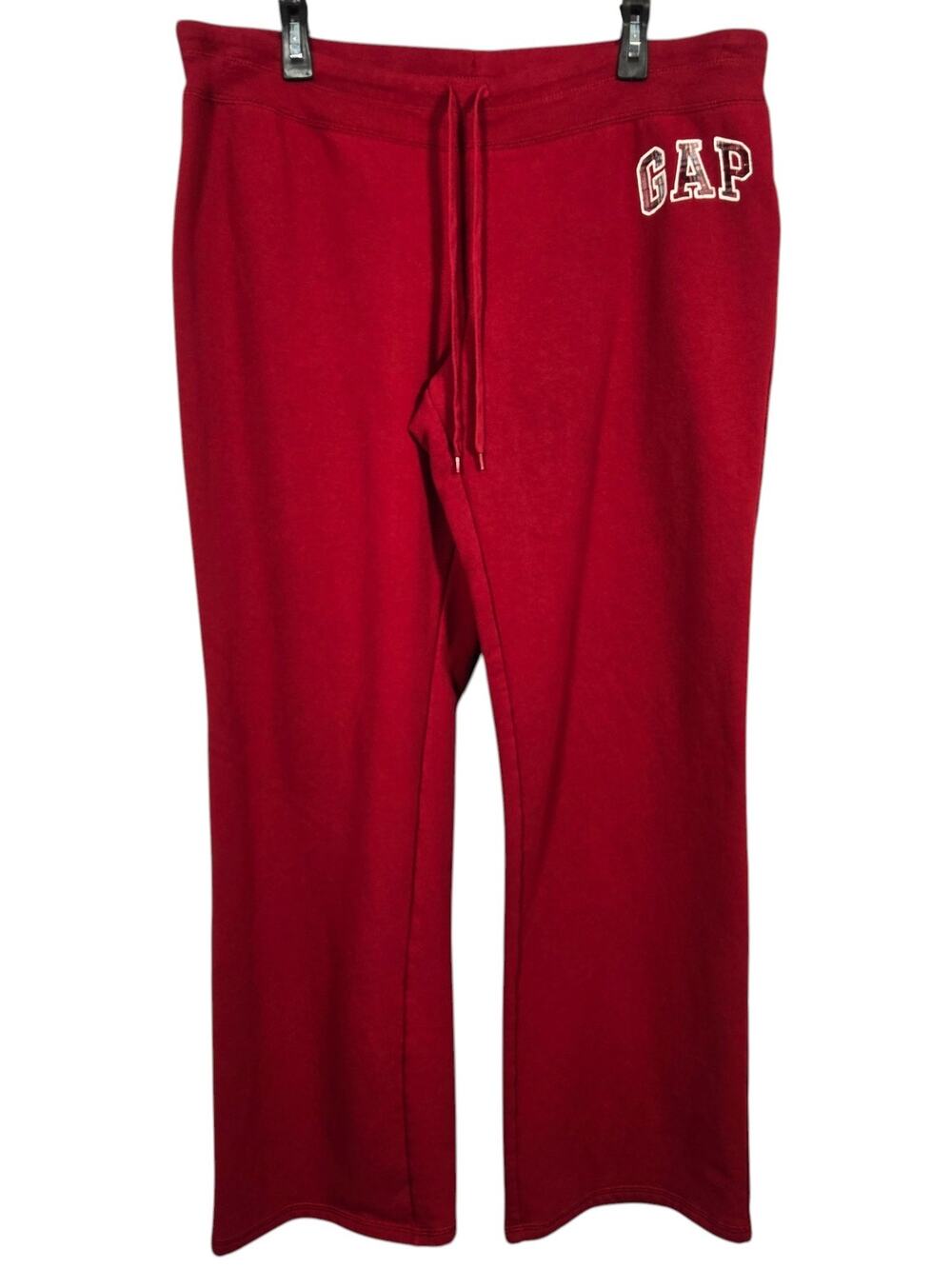 Vtg Gap Womens Red Sweatpants Size XL Plaid Logo Holiday Christmas Joggers Y2K